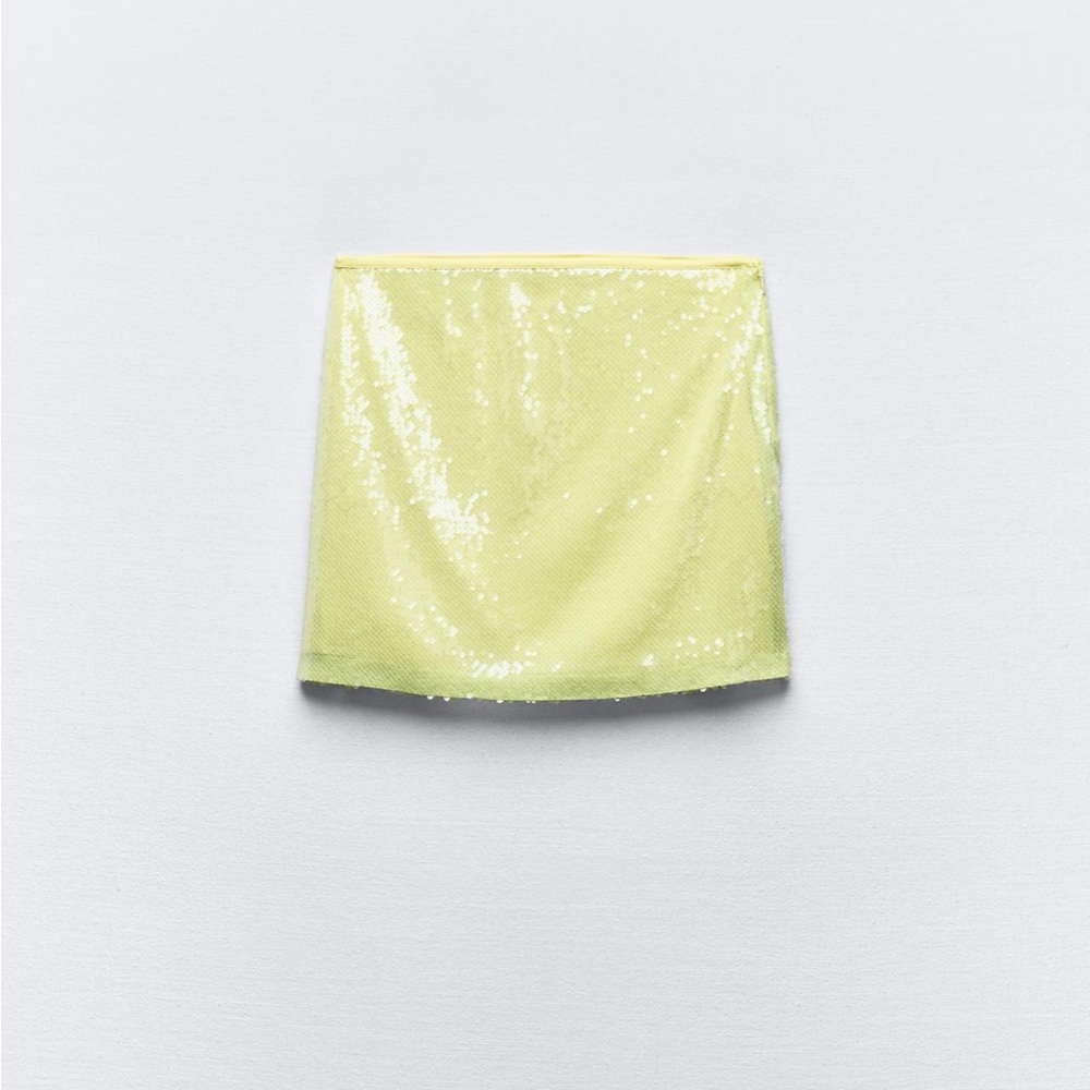 Zara yellow sequin mini skirt